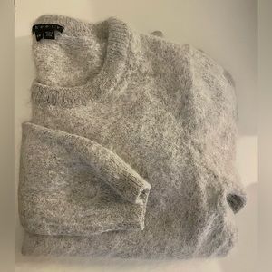 Theory Cropped Fluffy Sweater - Grey